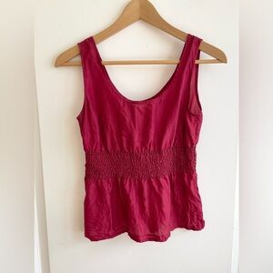 Vintage Old Navy Y2K Silk Smocked  Beaded Top Small